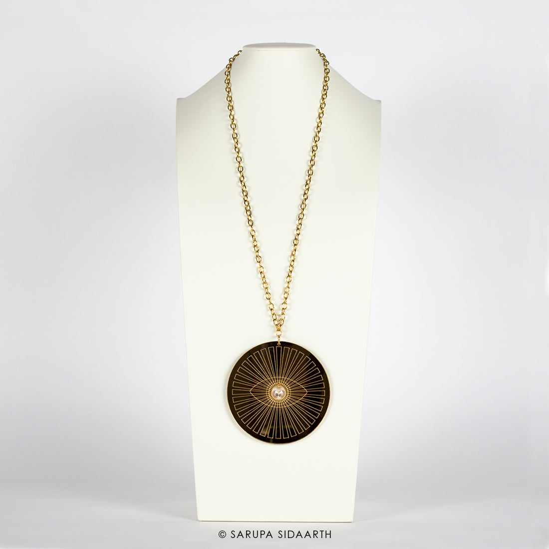 Gold Evil Eye Amulet Large Pendant Crystal Acrylic Necklace