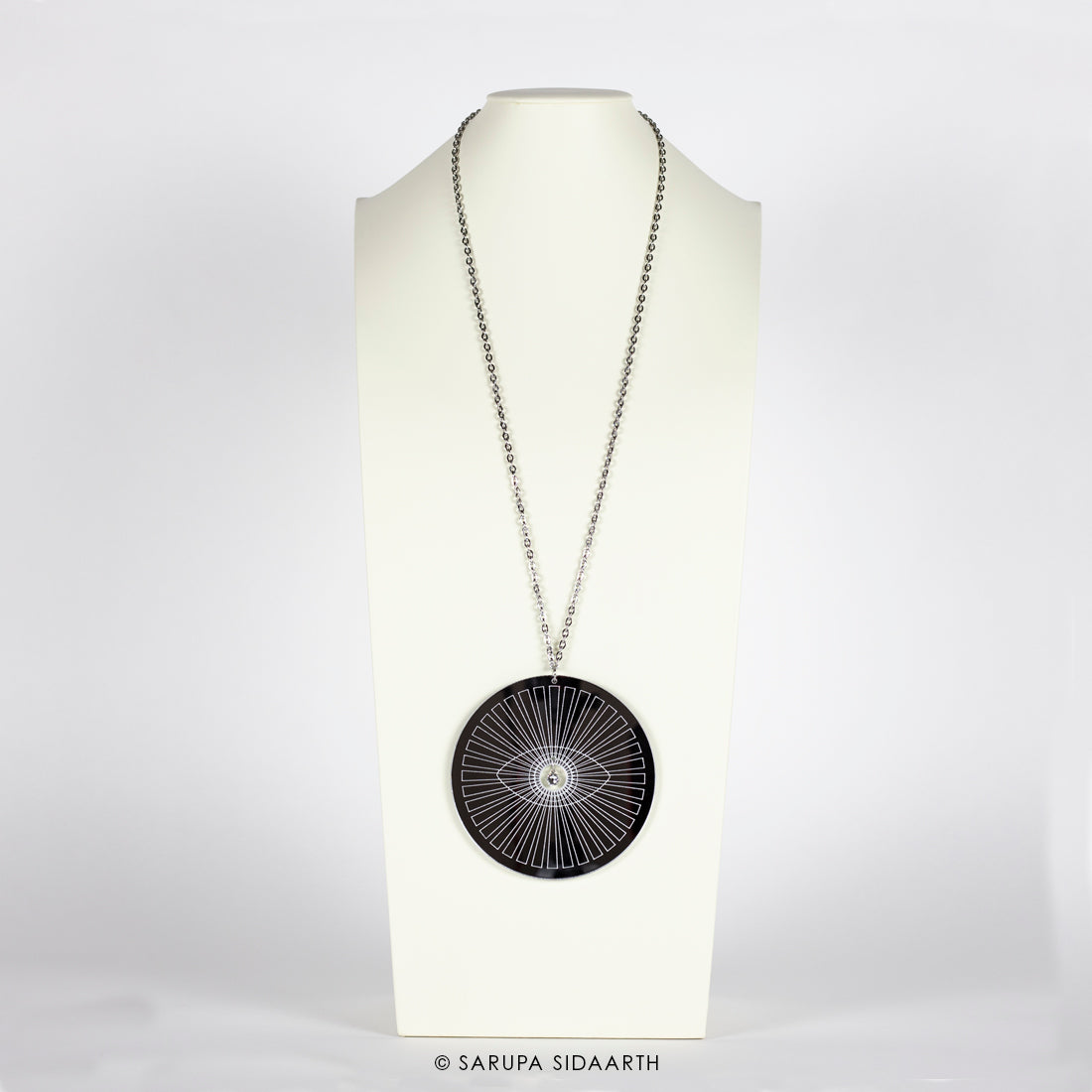 Silver Evil Eye Amulet Large Pendant Crystal Acrylic Necklace