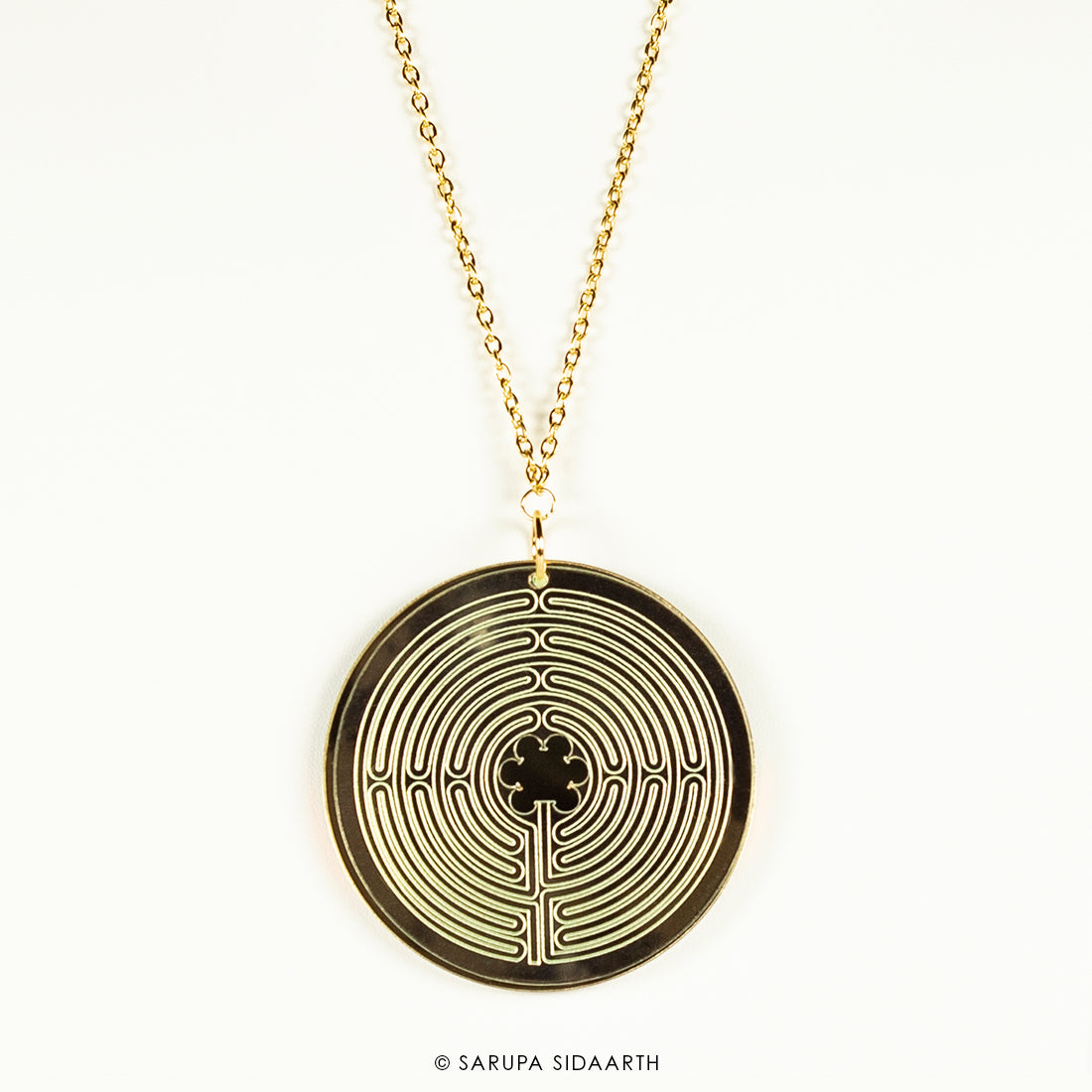 Clear and Gold Acrylic Labyrinth Necklace