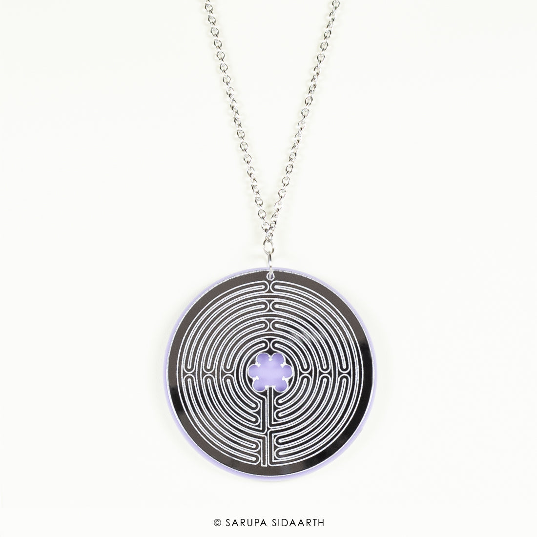 Silver and Lavender Acrylic Labyrinth Necklace
