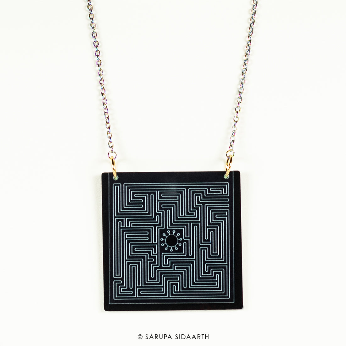 Clear and Black Acrylic Maze Necklace