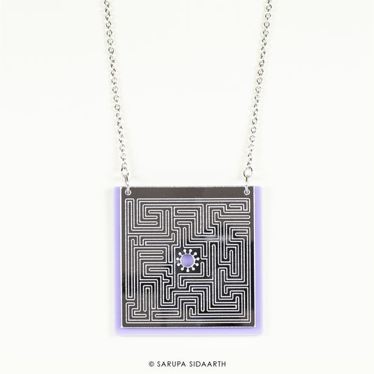 Silver and Lavender Acrylic Maze Necklace